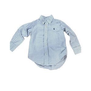 Ralph Lauren Boys Cotton Blue Check‎ Long Sleeve Oxford Shirt 2/2T Classic